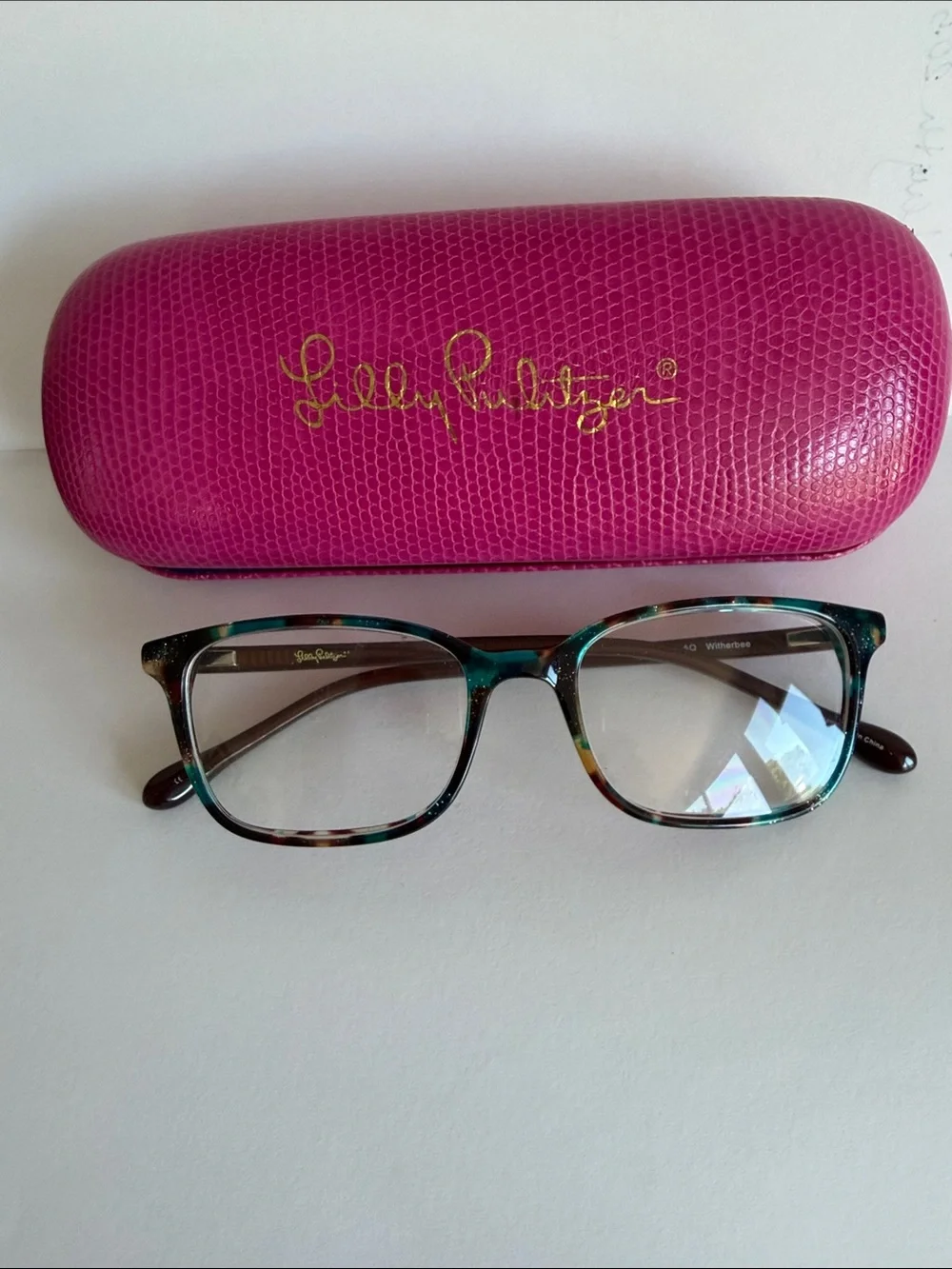 Lilly Pulitzer Prescription Eyeglasses Teal Tortoise Shell Frames + Case